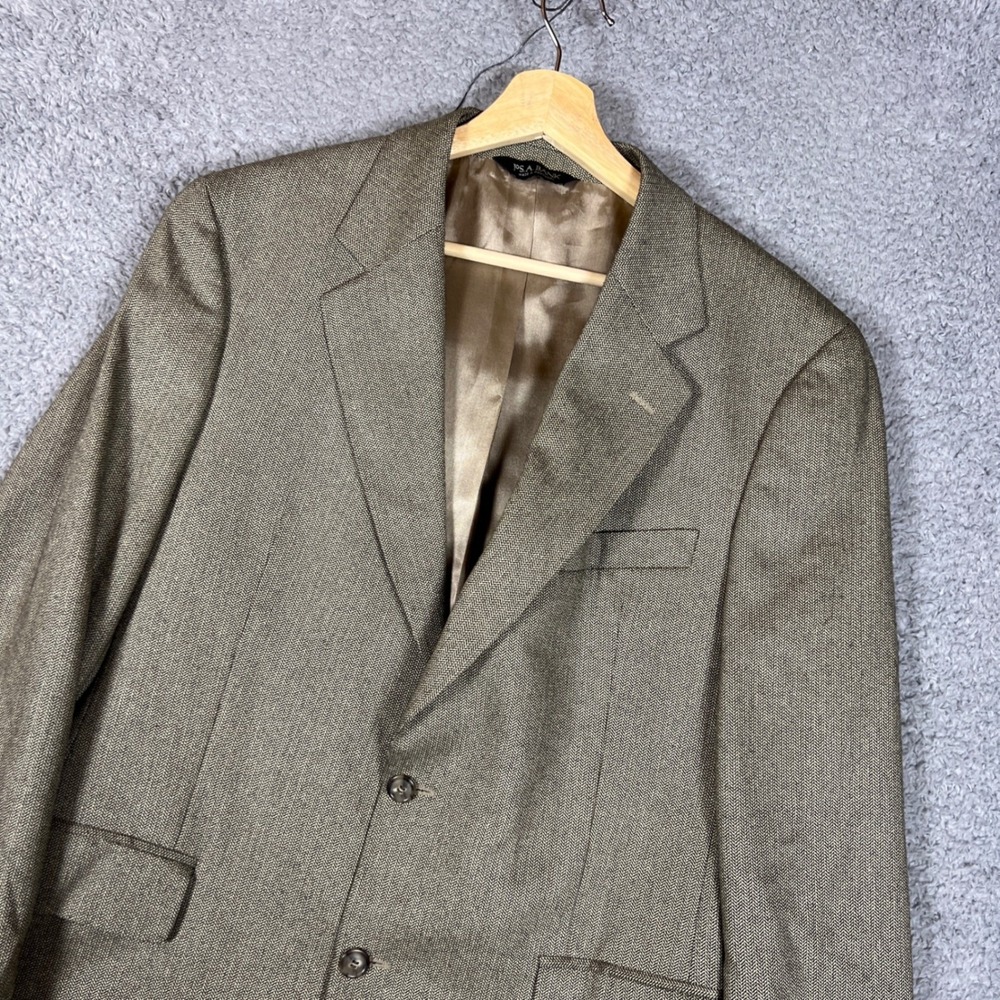 Jos A Bank Blazer Mens 40R Tan Herringbone Wool Blend Sport Coat Business Formal